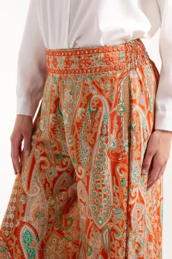 Embellished Waist Wide Leg Trousers