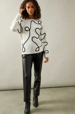 Embroidered Batwing Knitted Top