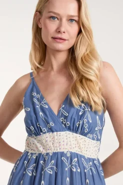Embroidered Block Out Stripe Cami Dress