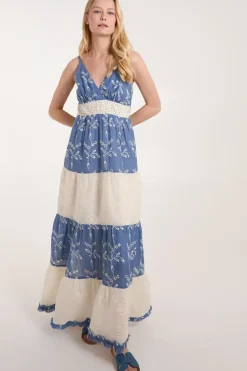 Embroidered Block Out Stripe Cami Dress