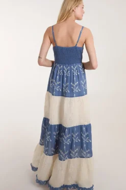 Embroidered Block Out Stripe Cami Dress