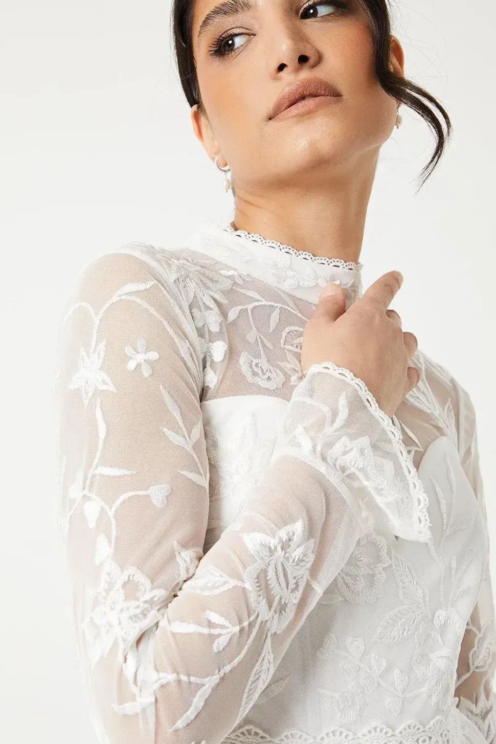 Embroidered Bodice Maxi Wedding Dress