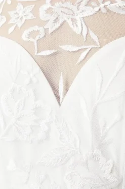 Embroidered Bodice Maxi Wedding Dress