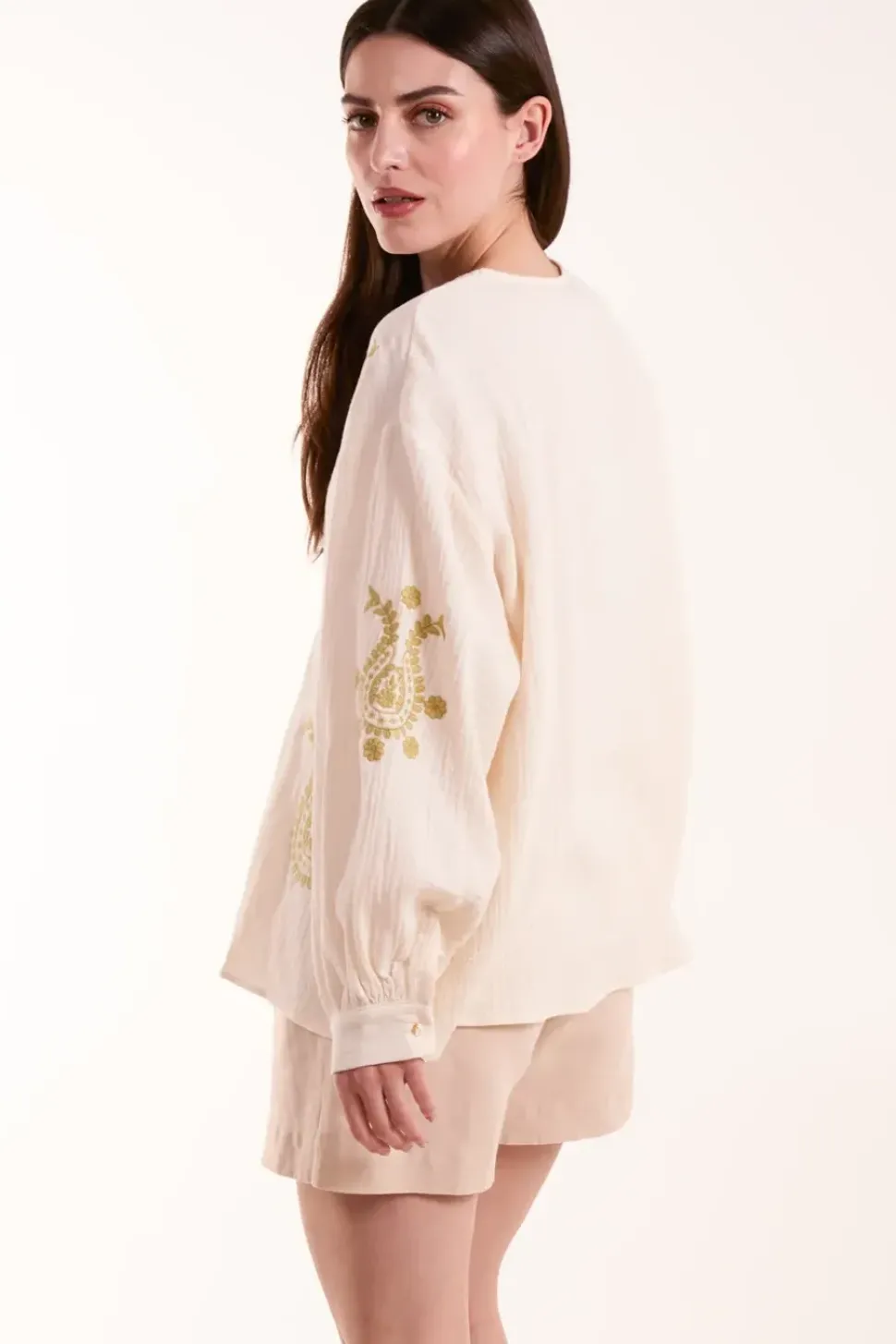 Embroidered Cheesecloth Top