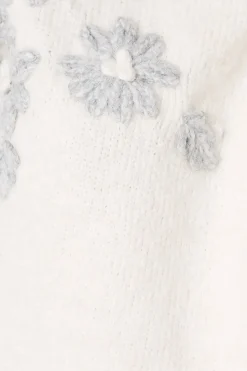 Embroidered Flower Detail Roll Neck Jumper