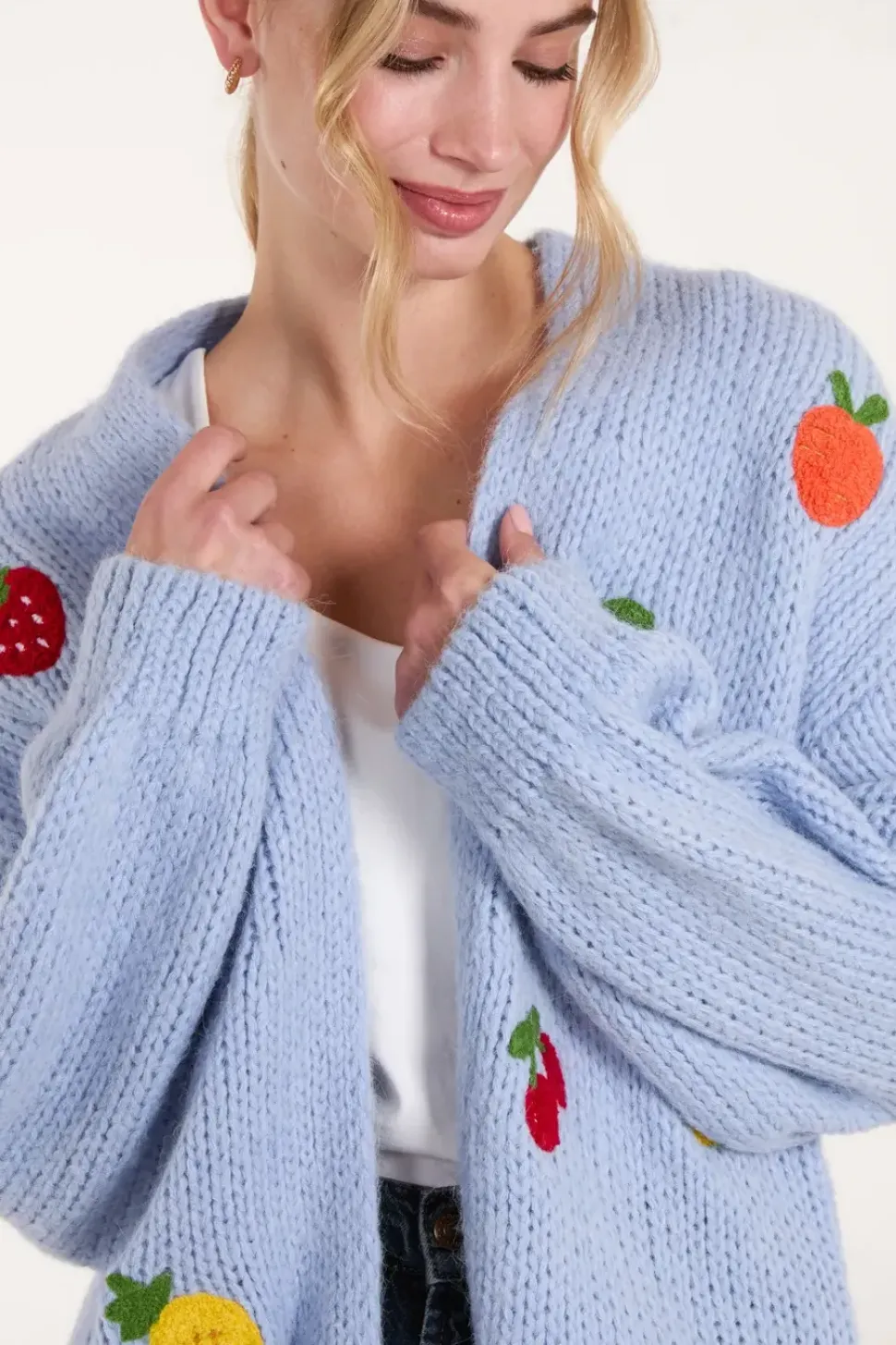 Embroidered Fruit Cardigan