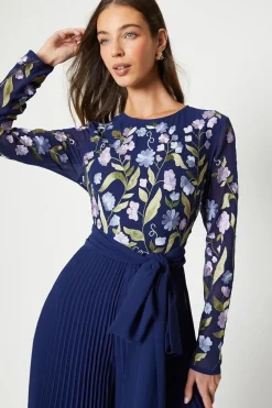 Embroidered Top Pleated Trouser Jumpsuit