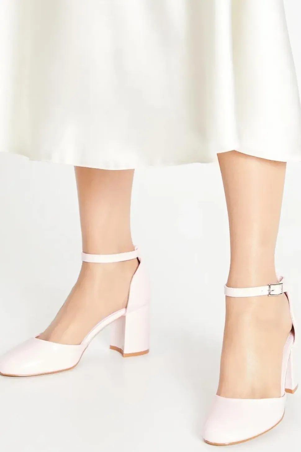 Emelda Round Toe Block Heel Court Shoes