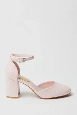 Emelda Round Toe Block Heel Court Shoes
