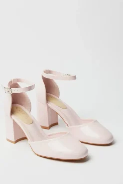 Emelda Round Toe Block Heel Court Shoes