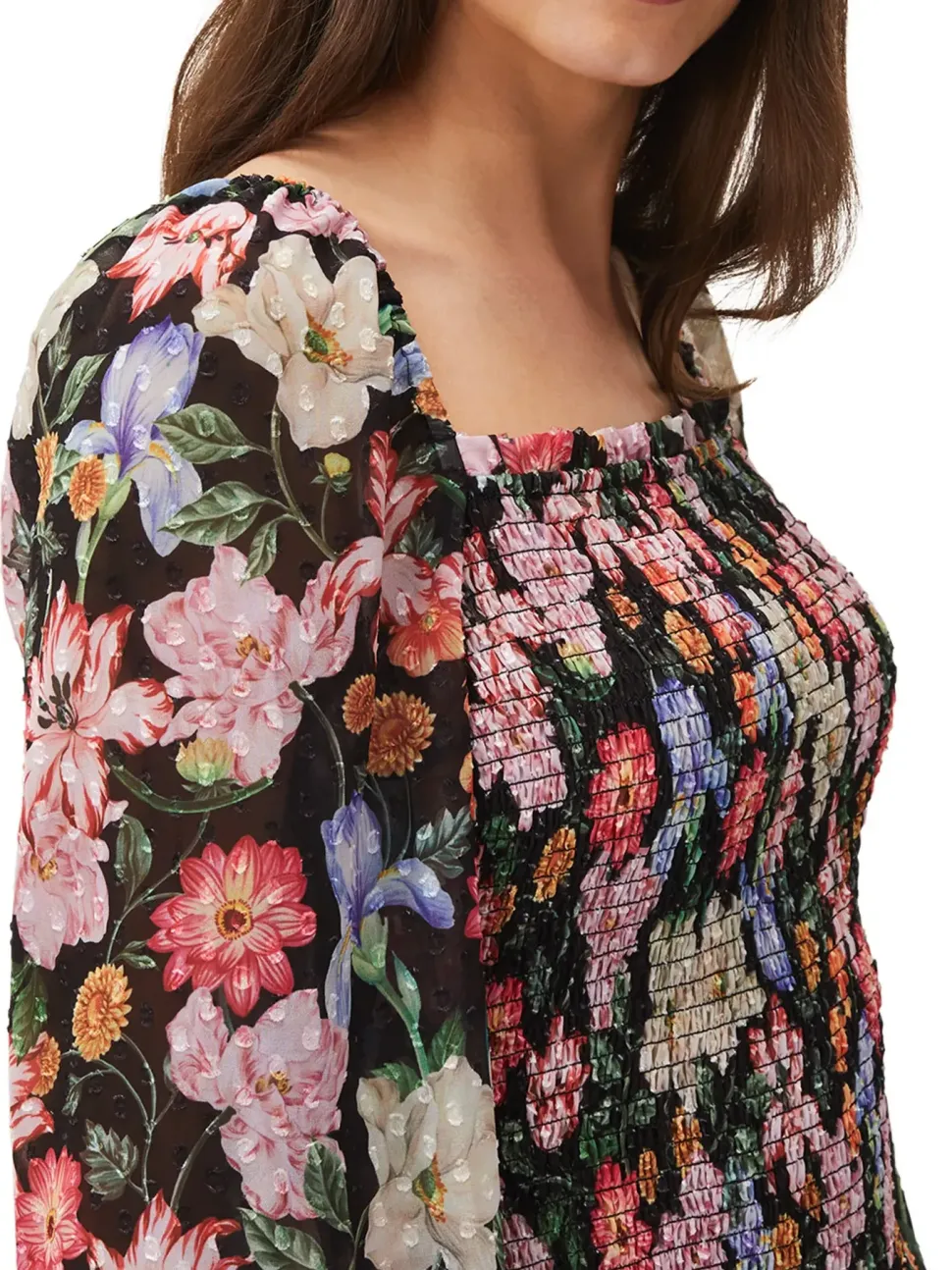Esty Floral Square Neck Blouse-Floral
