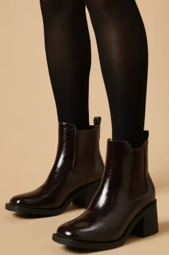 Eva High Shine Chunky Heel Chelsea Ankle Boot