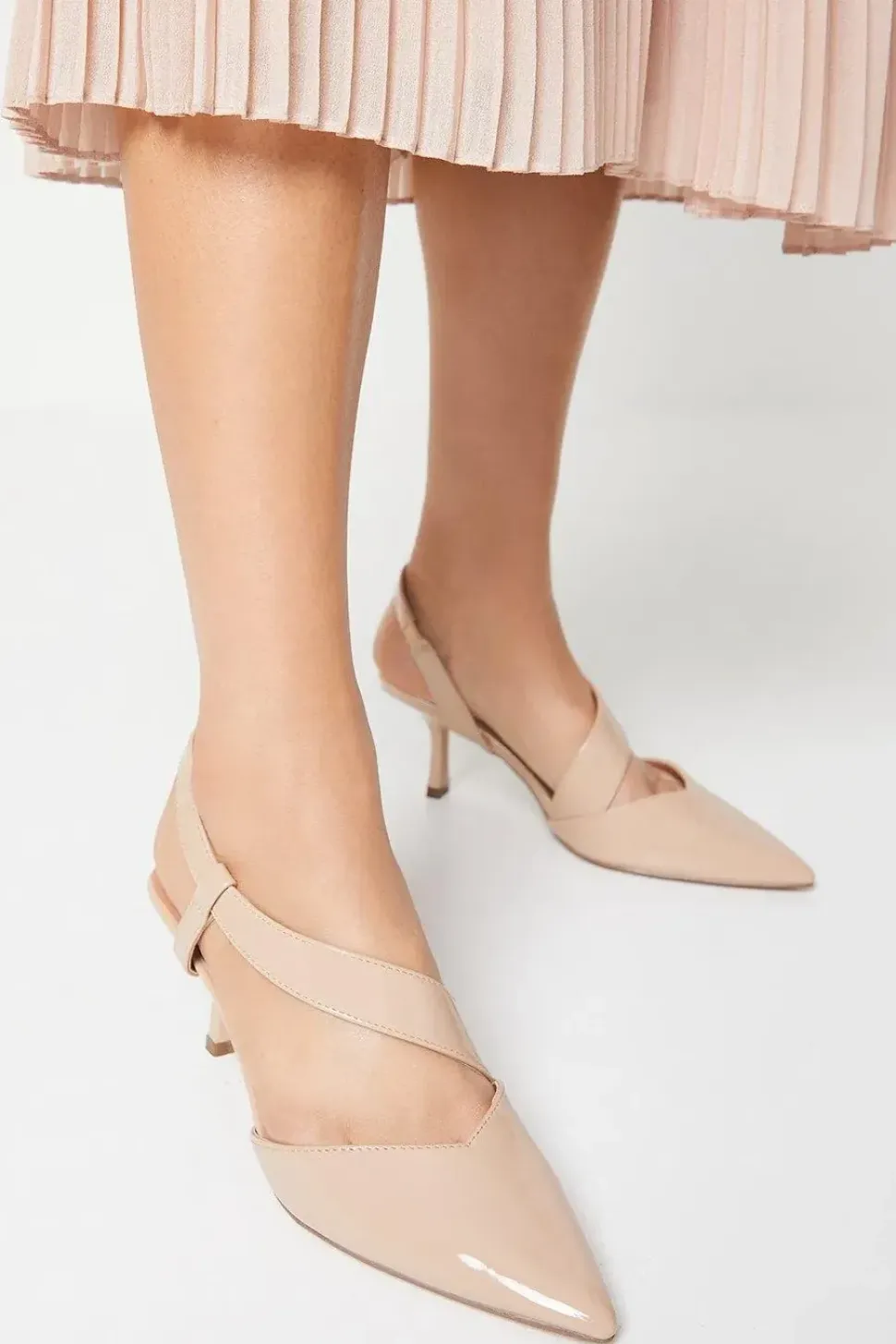 Evelyn Asymmetric Slingback Kitten Heel Court Shoes