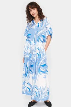 Evette Drawstring Waist Maxi Skirt-Printed