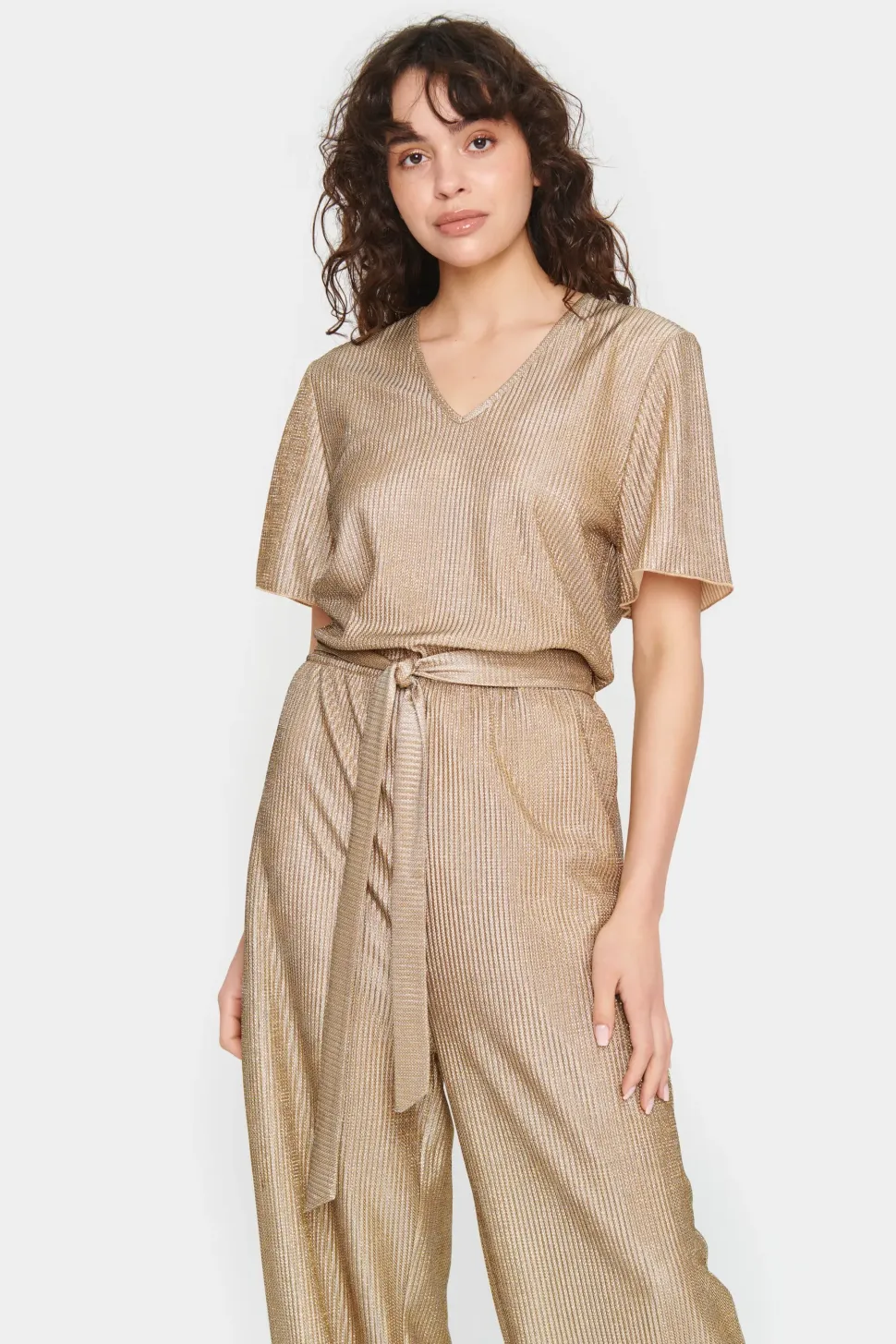 Evy Short Sleeve V-neck Jumpsuit-