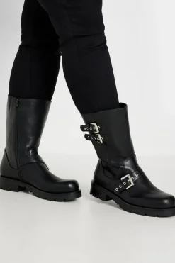 Extra Wide Fit Biker Calf Boots
