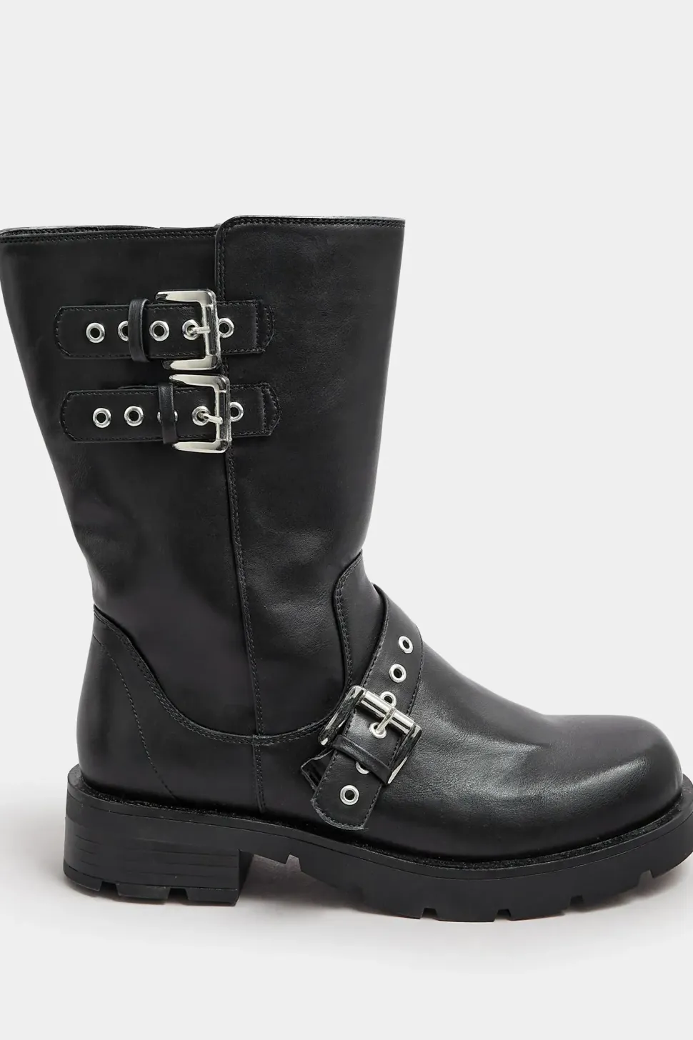 Extra Wide Fit Biker Calf Boots