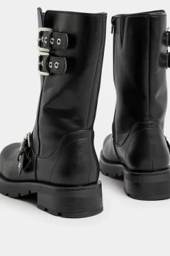 Extra Wide Fit Biker Calf Boots