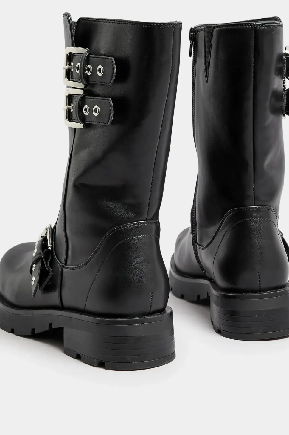 Extra Wide Fit Biker Calf Boots
