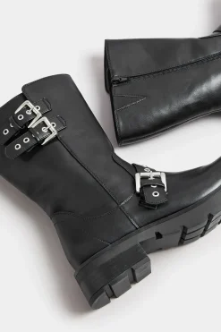 Extra Wide Fit Biker Calf Boots