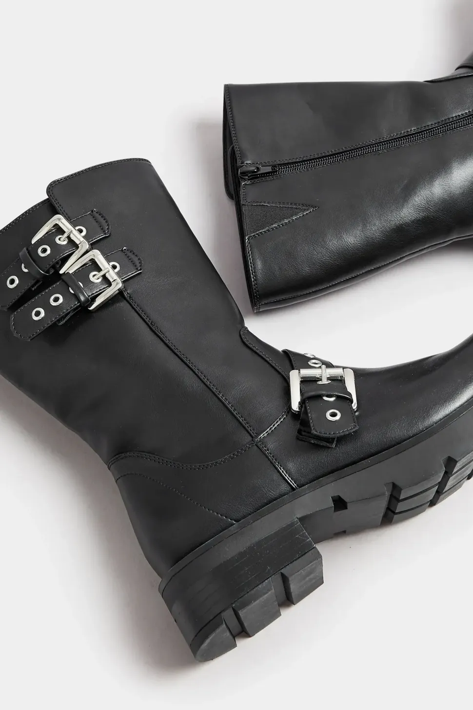 Extra Wide Fit Biker Calf Boots