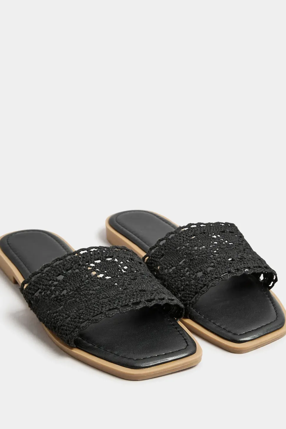 Extra Wide Fit Crochet Mule Sandals