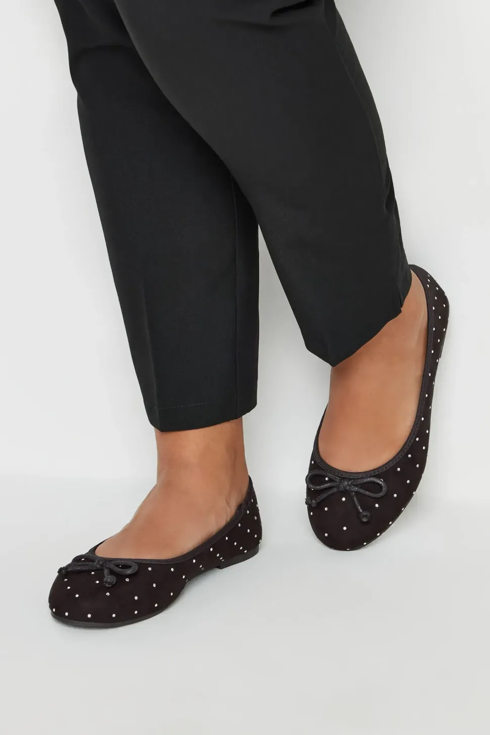 Extra Wide Fit Diamante Bow Ballerina Pumps