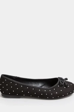 Extra Wide Fit Diamante Bow Ballerina Pumps