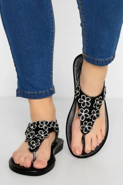 Extra Wide Fit Diamante Studded Sandals