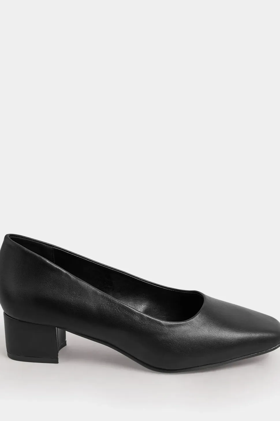 Extra Wide Fit Faux Leather Block Heel Court Shoes
