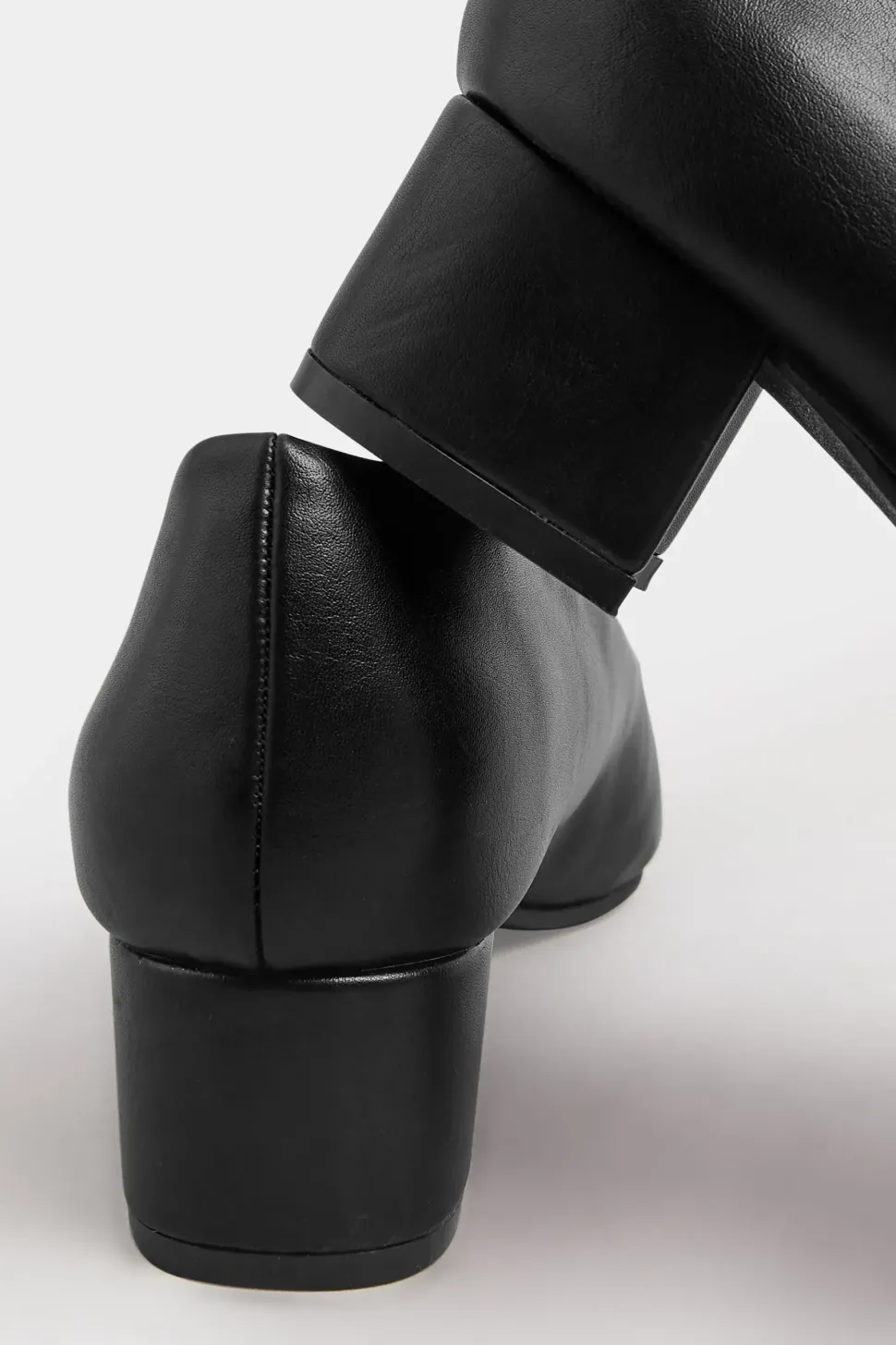 Extra Wide Fit Faux Leather Block Heel Court Shoes