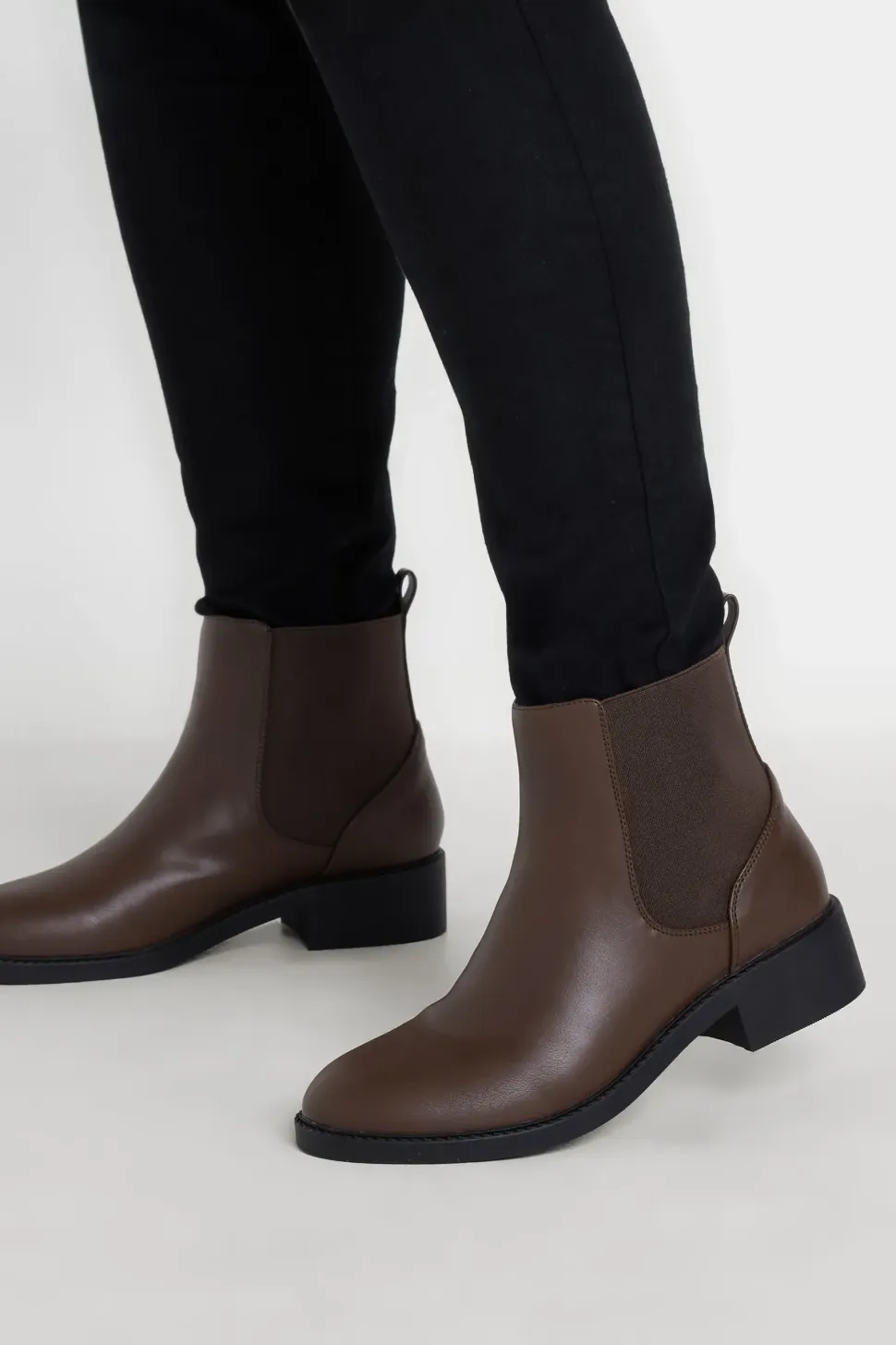 Extra Wide Fit Faux Leather Elasticated Chelsea Boots
