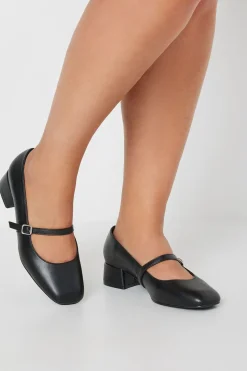 Extra Wide Fit Faux Leather Mary Jane Block Heels