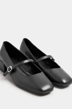 Extra Wide Fit Faux Leather Mary Jane Block Heels