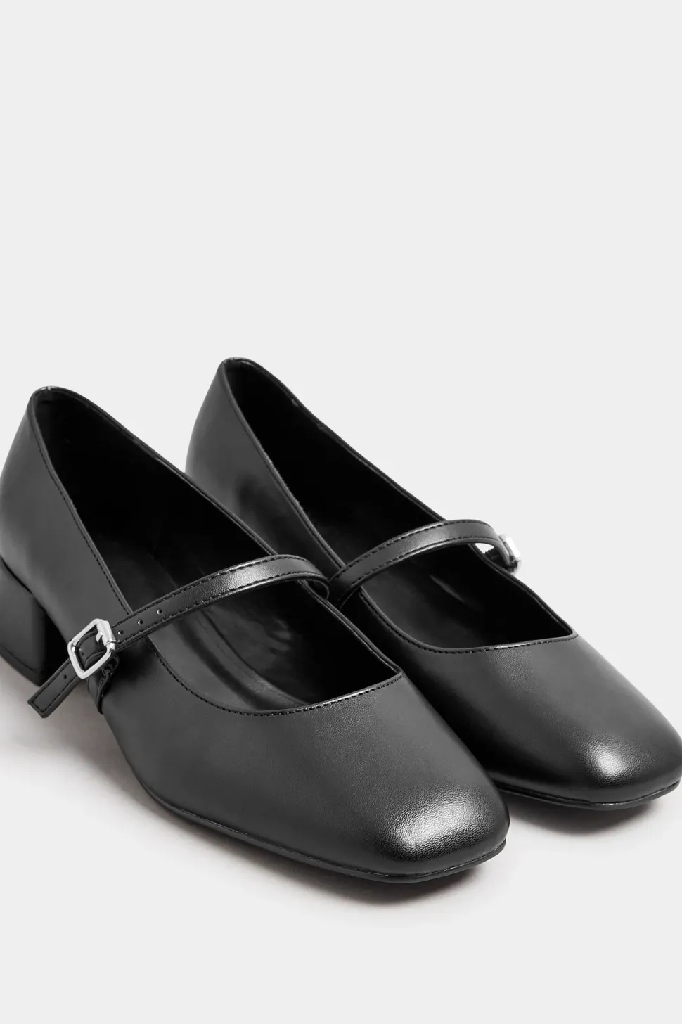 Extra Wide Fit Faux Leather Mary Jane Block Heels