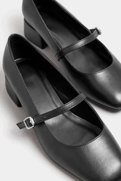 Extra Wide Fit Faux Leather Mary Jane Block Heels