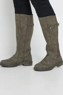 Extra Wide Fit Faux Leather Stretch Knee High Boots
