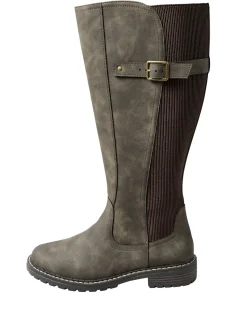 Extra Wide Fit Faux Leather Stretch Knee High Boots