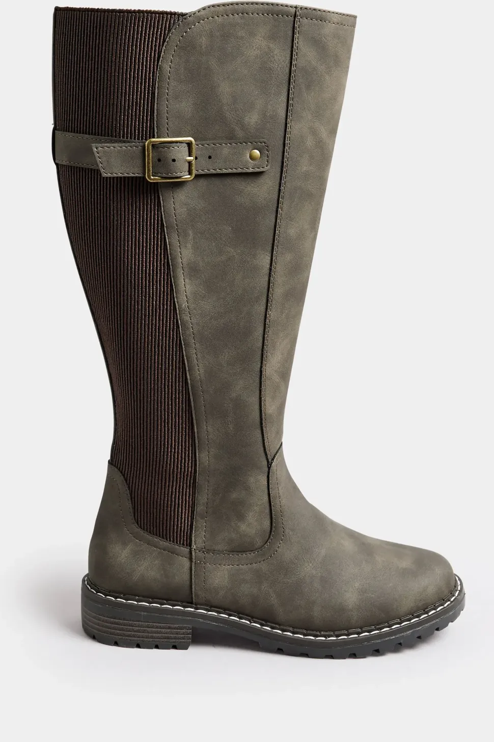 Extra Wide Fit Faux Leather Stretch Knee High Boots