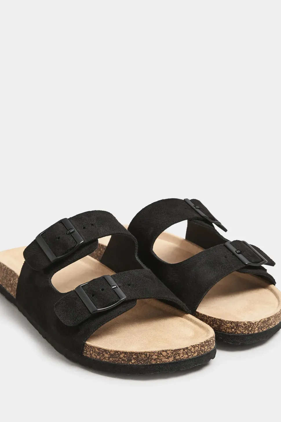 Extra Wide Fit Faux Suede Buckle Strap Footbed Sandals