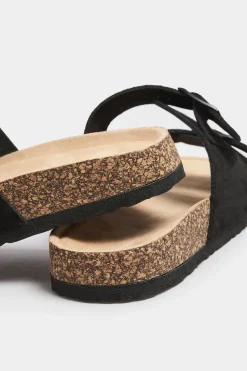 Extra Wide Fit Faux Suede Buckle Strap Footbed Sandals