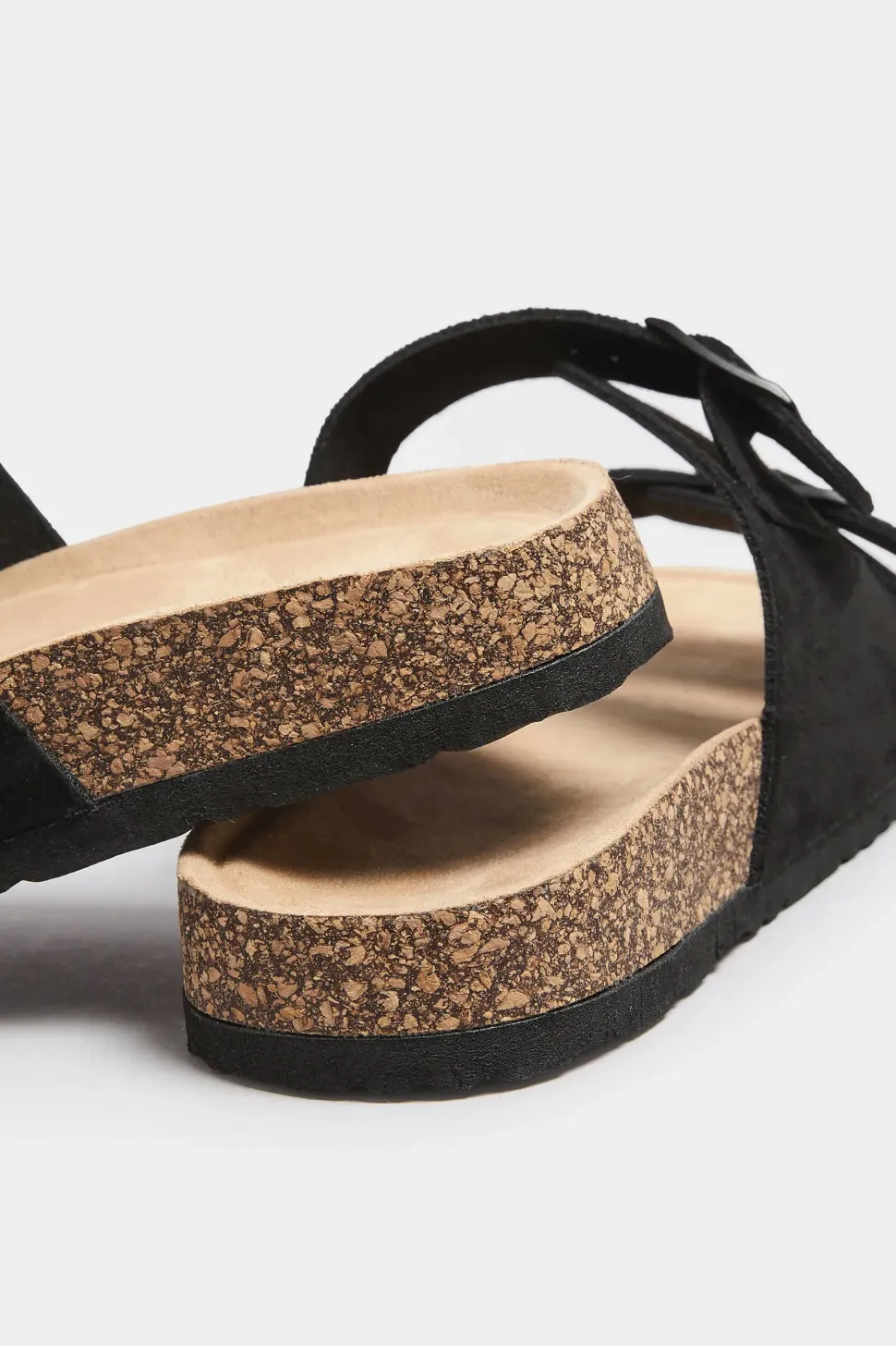 Extra Wide Fit Faux Suede Buckle Strap Footbed Sandals