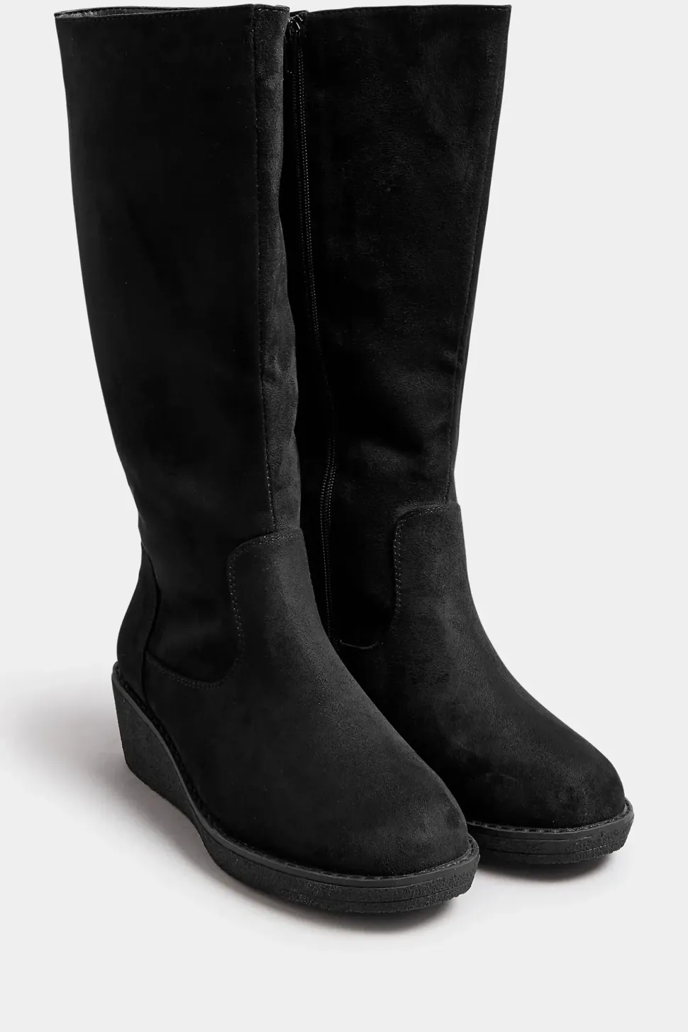 Extra Wide Fit Faux Suede Wedge Boots