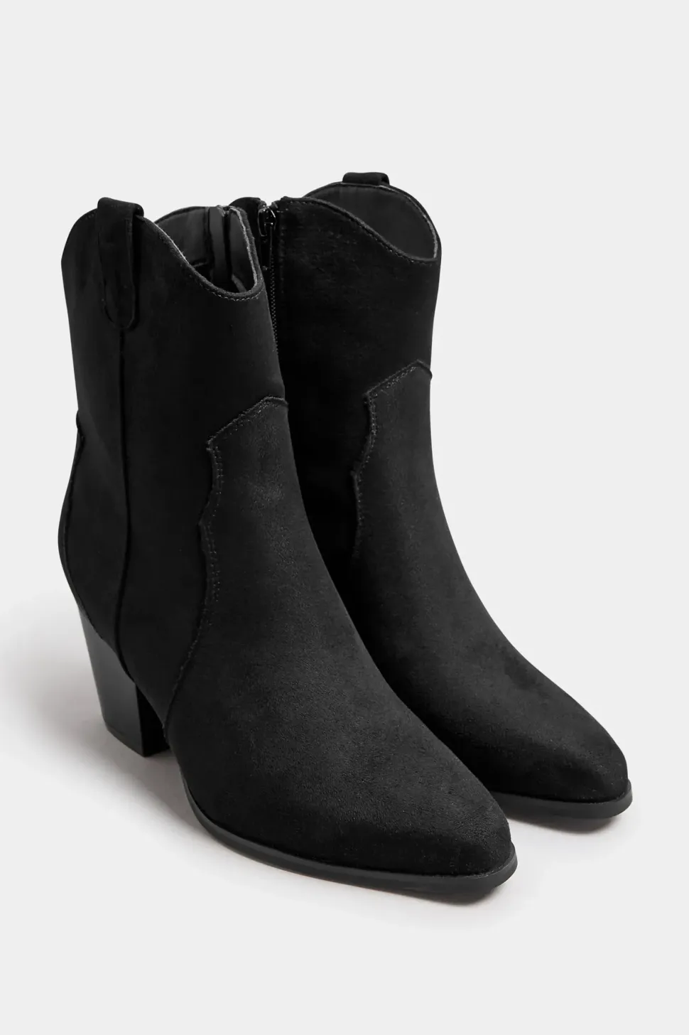 Extra Wide Fit Faux Suede Western Heel Ankle Boots