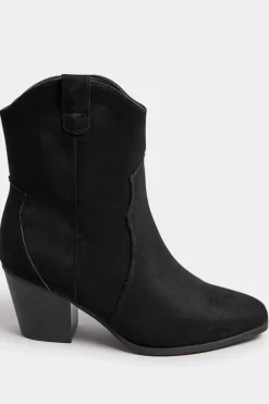 Extra Wide Fit Faux Suede Western Heel Ankle Boots