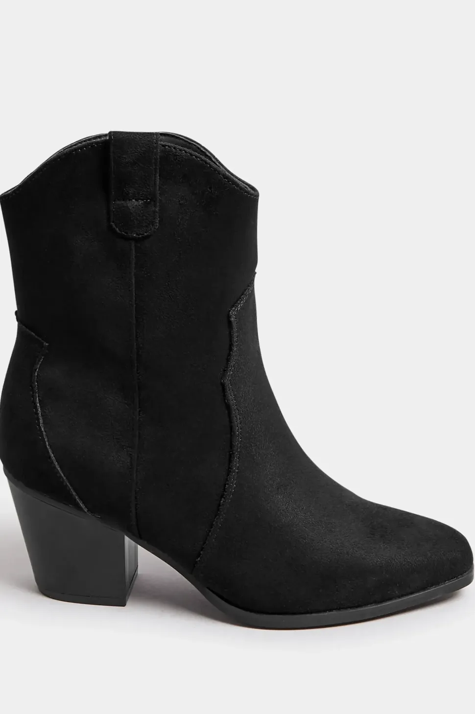 Extra Wide Fit Faux Suede Western Heel Ankle Boots
