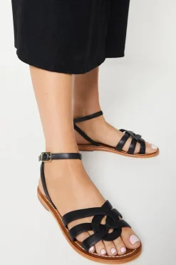 Extra Wide Fit Leather Jaleesa Woven Flat Sandals