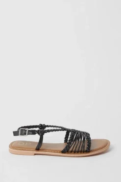 Extra Wide Fit Leather Josie Lattice Flat Sandals