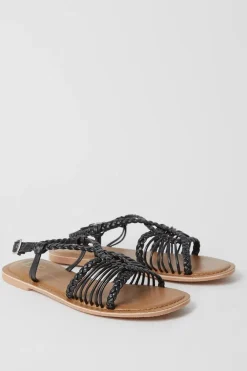Extra Wide Fit Leather Josie Lattice Flat Sandals