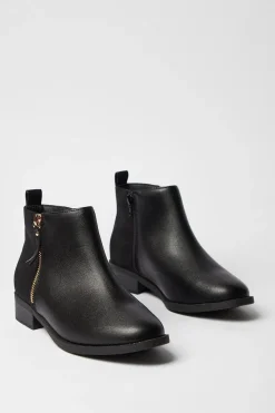Extra Wide Fit Myla Side Zip Ankle Boots